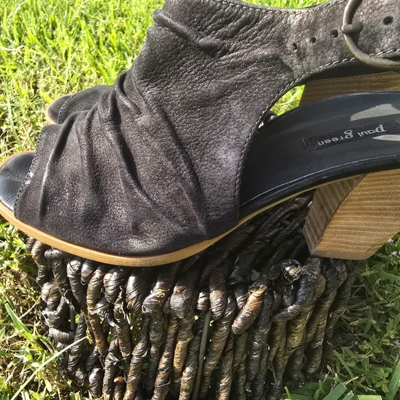 Paul Green Black Leather Heeled Sandals - Picture 1 of 7